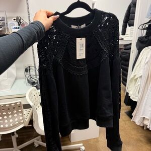 Sea New York Black Lace Knit Top